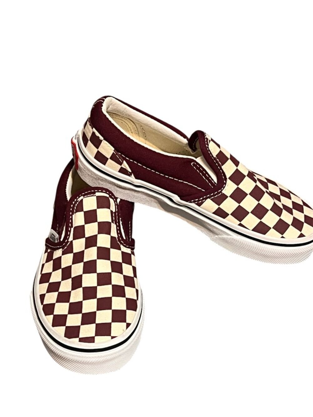 Vans Kids Classic Slip-On Checkerboard Burgundy & White Size 12 Toddler Unisex